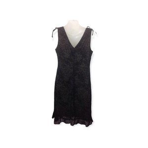 Vintage AGB Womens Petite 8 PM  Black Floral Lace Cocktail Knee Length Dress